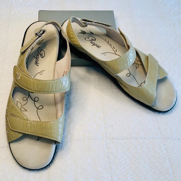 Propet Sandal Cream Metallic Croc Print Trinidad Comfort Leather Women’s size 8 - Picture 5 of 16